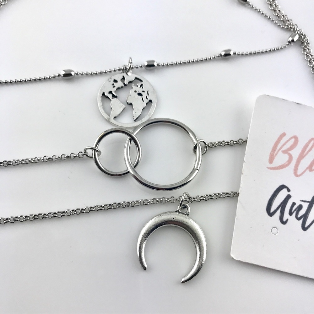 3 for $25⚡️map double circle moon necklace - Picture 7 of 7